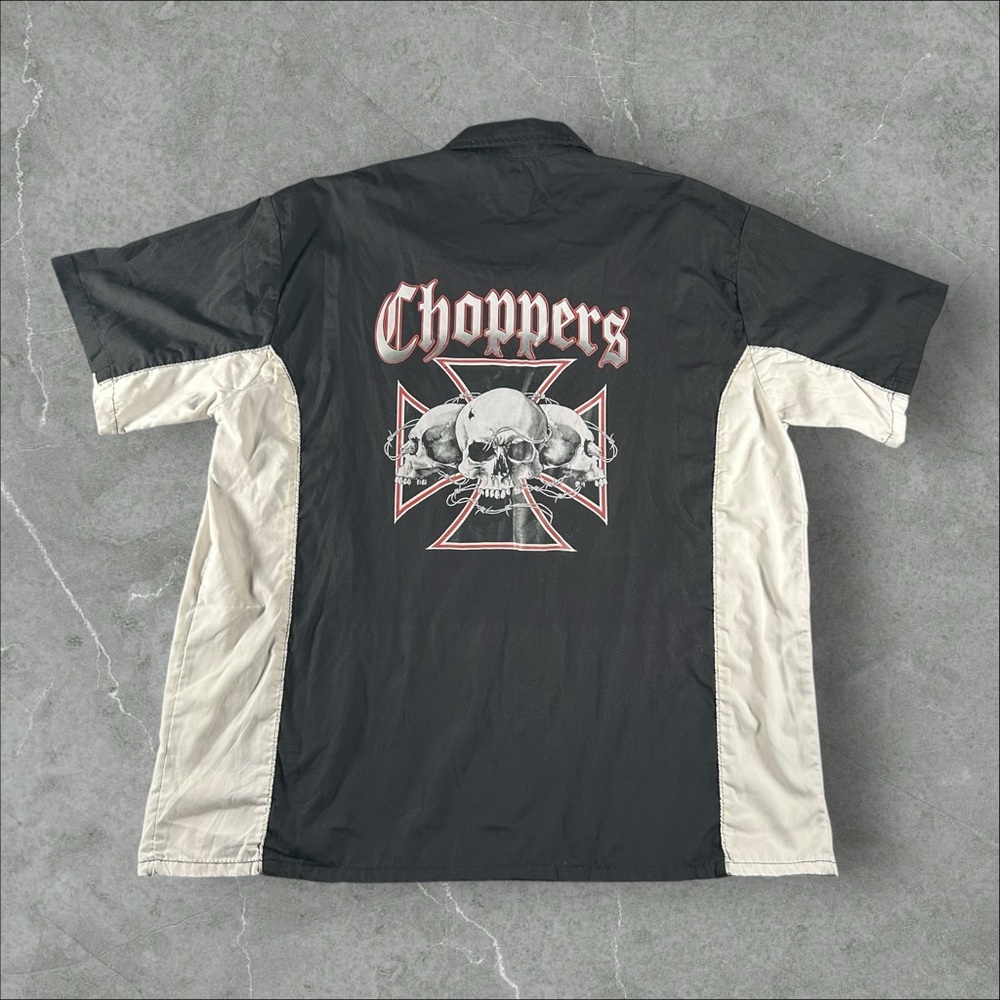 Vintage Choppers Shirt Mens 2XL Black Mechanical West Coast Biker‎ Grunge Y2K